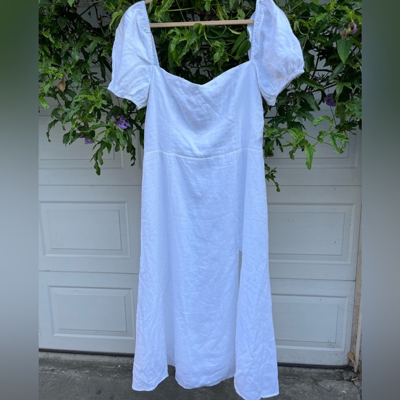 Women's Reformation Belgium Linen Midi Dress  White size 12 NWT - Picture 3 of 7